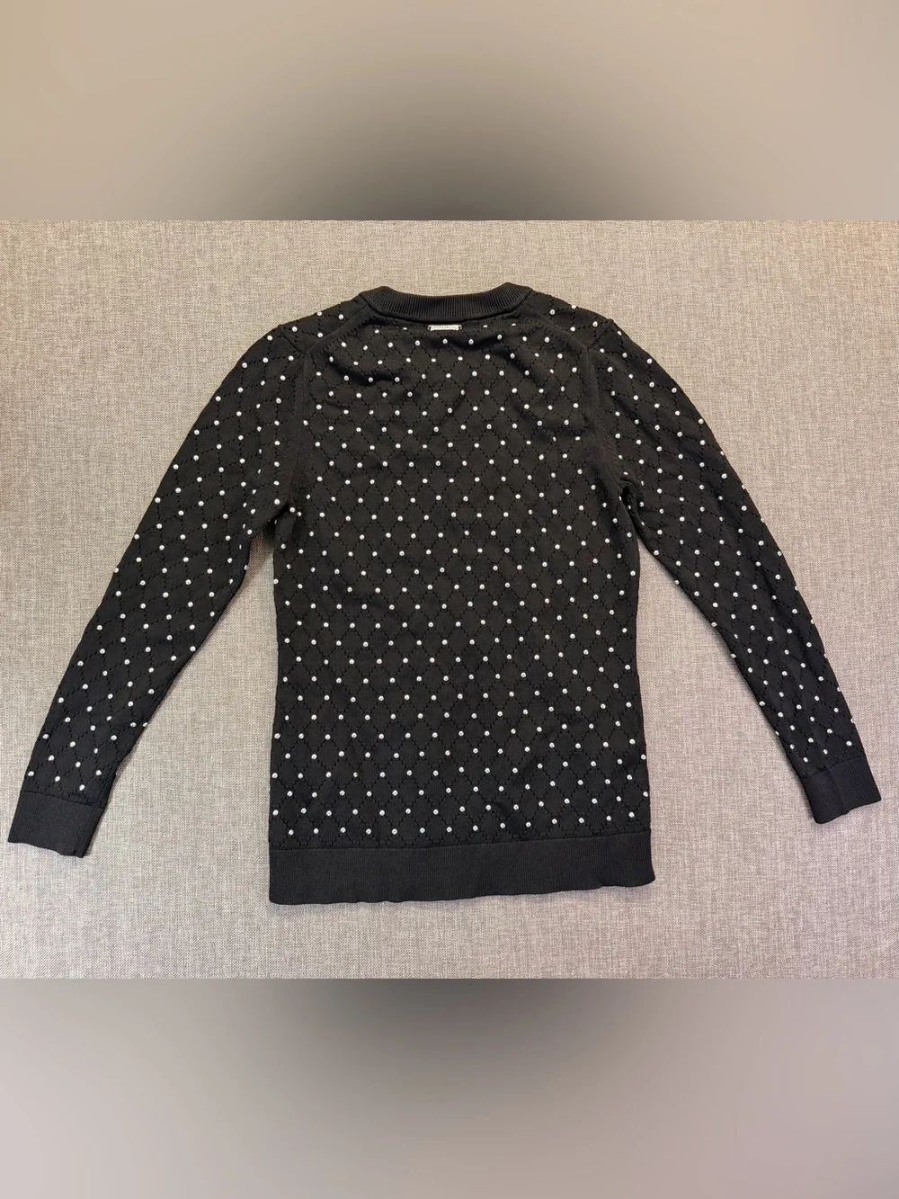 Michael Kors Black Crewneck Sweater with metal Stud Detail Small